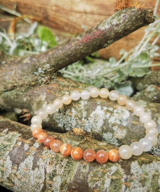 Alternative view of Raudonojo Malachito,  Saulės Akmens, Rožinio Aviantūrino apyrankė